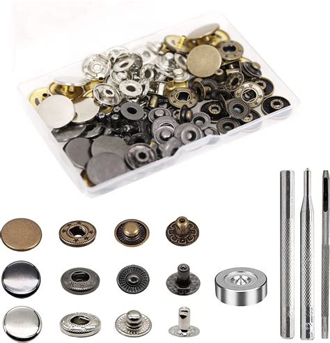 Metal Leather Snap Fastener Button Kit with Tools